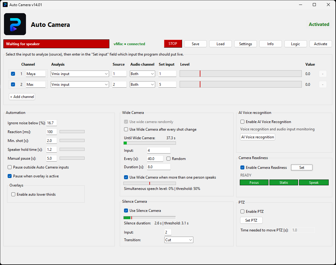 Auto Camera v14 interface screenshot